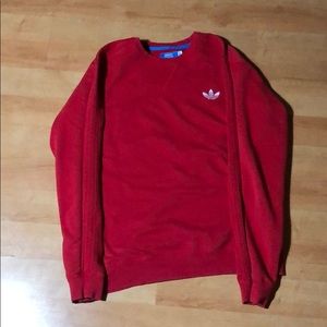 Adidas all red three stripe crewneck sweatshirt